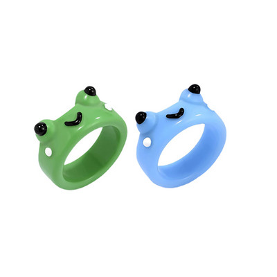 2Pc slatka žaba prstenje ljubavnik polimer glina smola akril prstenje za žene djevojke par putni prsten ljetni modni životinjski nakit dar