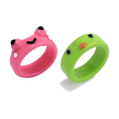 2Pc slatka žaba prstenje ljubavnik polimer glina smola akril prstenje za žene djevojke par putni prsten ljetni modni životinjski nakit dar