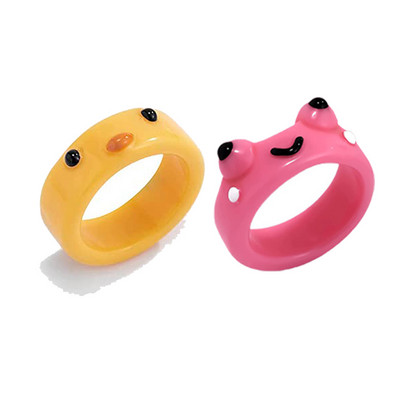 2Pc slatka žaba prstenje ljubavnik polimer glina smola akril prstenje za žene djevojke par putni prsten ljetni modni životinjski nakit dar