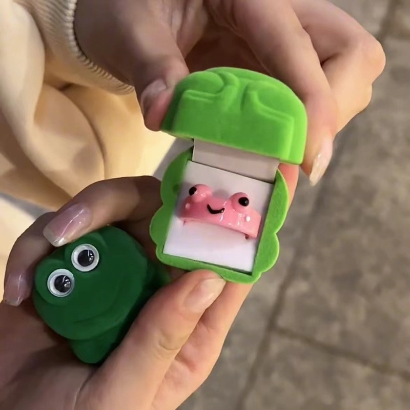 2Pc slatka žaba prstenje ljubavnik polimer glina smola akril prstenje za žene djevojke par putni prsten ljetni modni životinjski nakit dar