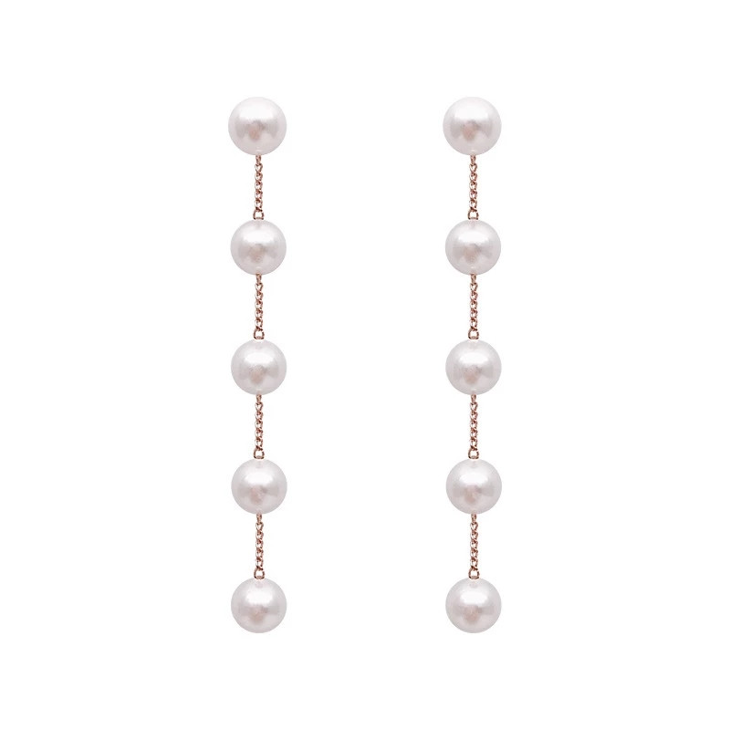 Trend Simulation Pearl Long Earrings Female Moon Star Flower Rhinestone Γαμήλια κρεμαστά σκουλαρίκια Μόδα Κορεατικά κοσμήματα σκουλαρίκια