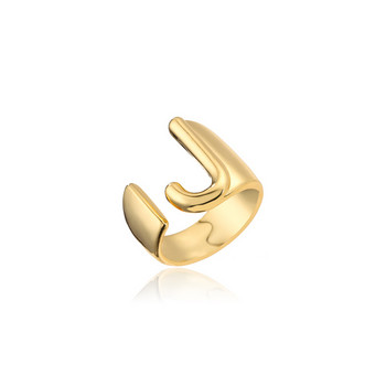 Κοίλο γράμμα Α-Ω Χρυσό Χρώμα Μεταλλικό Ρυθμιζόμενο Ανοιγόμενο Δαχτυλίδι Αρχικά Όνομα Alphabet Γυναικείο πάρτι Χοντρό φαρδύ μοντέρνο κόσμημα