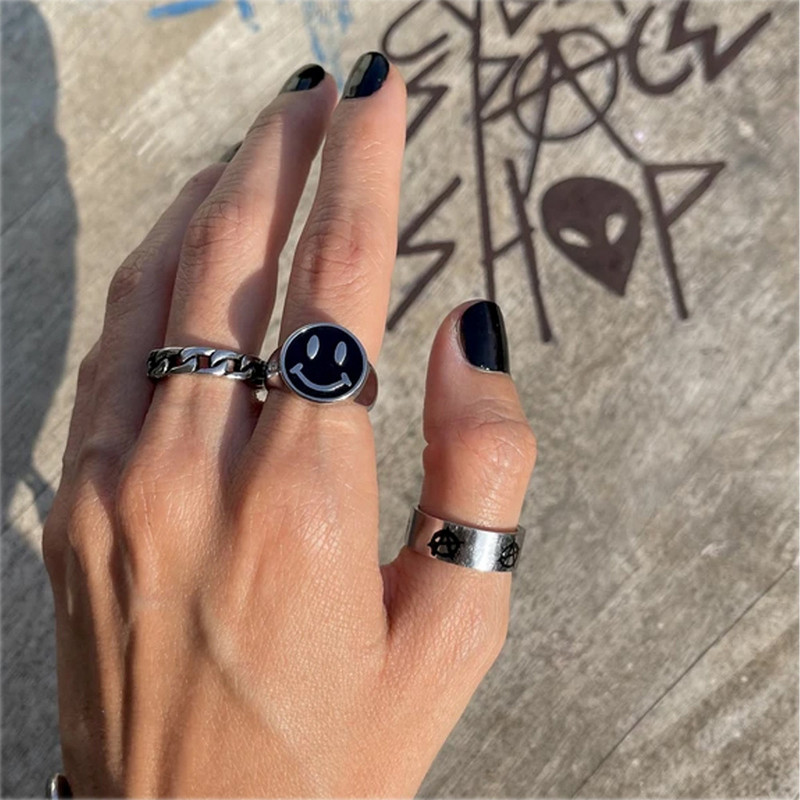 Inele gotice punk inimă broaște cu craniu pentru femei bărbați gotic vintage păianjen iepure zâmbet fata inel cuplu bijuterii de modă cadou