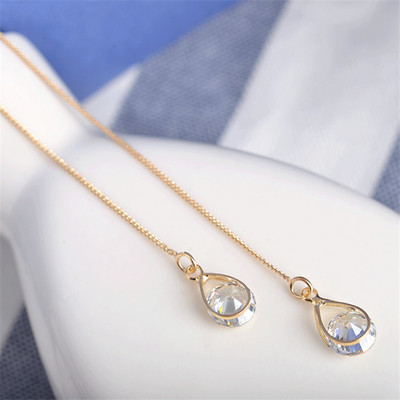 Hosszú ezüstözött kristálylevelű bojt fülbevaló női esküvői divat 2020 ékszerajándék