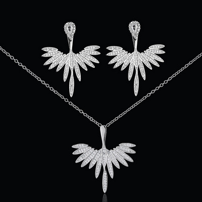 LXOEN luxus AAA cirkon olíva ágú medál szett nőknek divatos fehér rózsa arany színű esküvői ékszer készletek partira