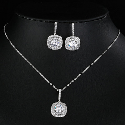 LXOEN luxus AAA cirkon olíva ágú medál szett nőknek divatos fehér rózsa arany színű esküvői ékszer készletek partira