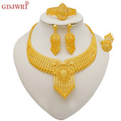 Set de bijuterii de culoare aurie Dubai pentru femei Cercei și colier indieni Nigeria Accesorii de mireasă marocane Brățară de nuntă pentru petrecere