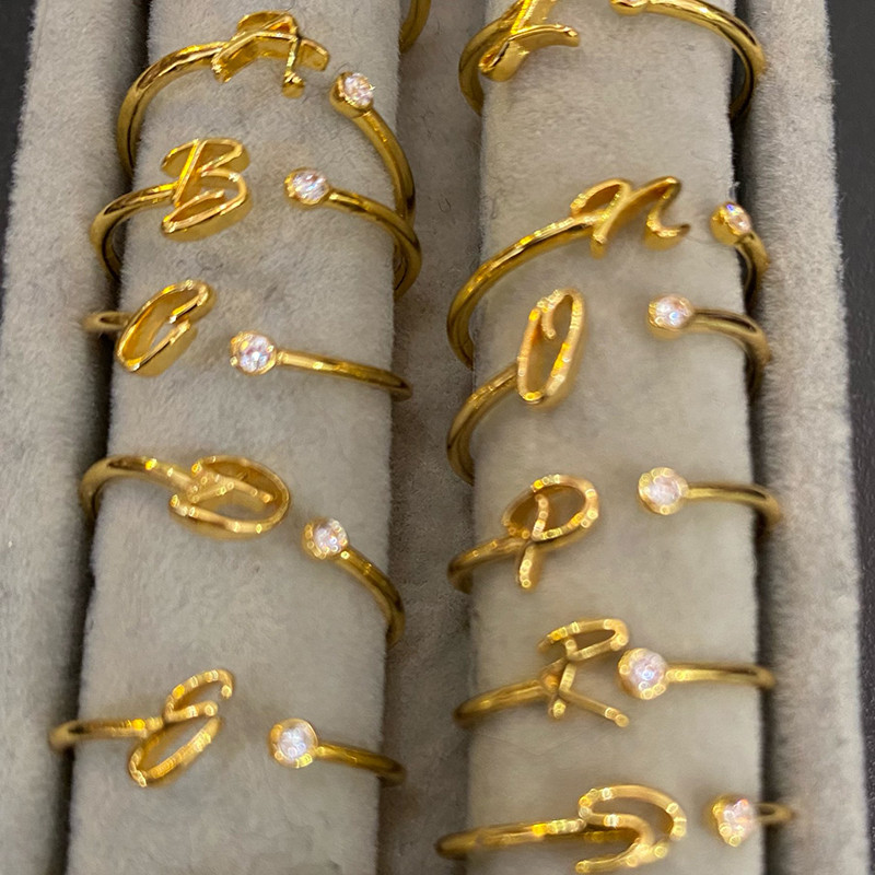 Prstenje s početnim slovom AZ za žene Otvoreni podesivi vjenčani prsten od nehrđajućeg čelika 2023 Trend zlatne boje Nakit Dodaci za par Poklon