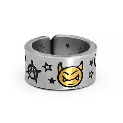 Gyűrű Női Lányoknak Kígyó Mosoly Divat Férfi Ékszerek Vintage Ősi Ezüst Szín Punk Hip Hop Állítható Boho Béka