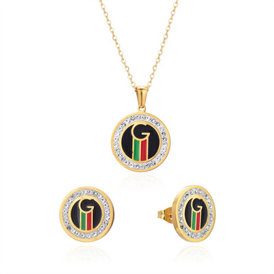 Colier cu pandantiv cu cristale de lux Seturi de cercei Guler din oțel inoxidabil Colier pentru claviculă pentru femei Collier Bijuterii de modă