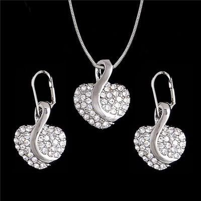 ZOSHI Set de bijuterii din cristal austriac de culoare aurie pentru femei, clasic, rotund, colier, cercei, set de bijuterii pentru nunta
