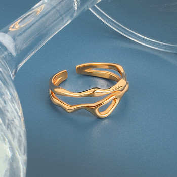 LIVVY Ασημί Χρώμα Ακανόνιστο Κοίλο Γεωμετρικό Δαχτυλίδι Γυναικείο Δαχτυλίδι Λιτό Μοναδικό Σχέδιο Μόδα Ρυθμιζόμενο κόσμημα