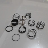 Set de inele pentru femei de modă Punk Cool Anillos Vintage, simplu, negru, cu lanț în cruce, seturi de inele, accesorii pentru femei, bijuterii, cadouri, petrecere