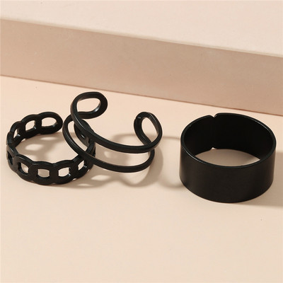 Set de inele pentru femei de modă Punk Cool Anillos Vintage, simplu, negru, cu lanț în cruce, seturi de inele, accesorii pentru femei, bijuterii, cadouri, petrecere