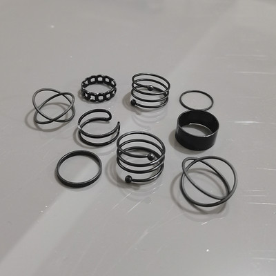Set de inele pentru femei de modă Punk Cool Anillos Vintage, simplu, negru, cu lanț în cruce, seturi de inele, accesorii pentru femei, bijuterii, cadouri, petrecere