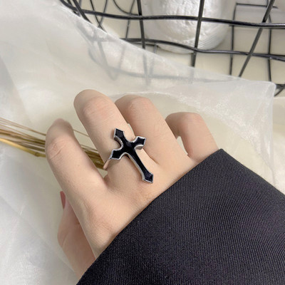 Set de inele pentru femei de modă Punk Cool Anillos Vintage, simplu, negru, cu lanț în cruce, seturi de inele, accesorii pentru femei, bijuterii, cadouri, petrecere