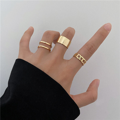 Set de inele pentru femei de modă Punk Cool Anillos Vintage, simplu, negru, cu lanț în cruce, seturi de inele, accesorii pentru femei, bijuterii, cadouri, petrecere