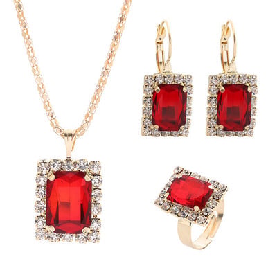 2022 Bijuterii de cristal noi Set de bijuterii de nuntă Cercei și colier cu zircon negru Set 3 piese Accesorii la modă pentru femei