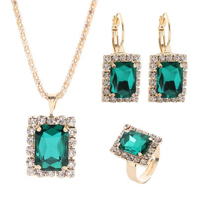 2022 Bijuterii de cristal noi Set de bijuterii de nuntă Cercei și colier cu zircon negru Set 3 piese Accesorii la modă pentru femei