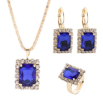 2022 Bijuterii de cristal noi Set de bijuterii de nuntă Cercei și colier cu zircon negru Set 3 piese Accesorii la modă pentru femei
