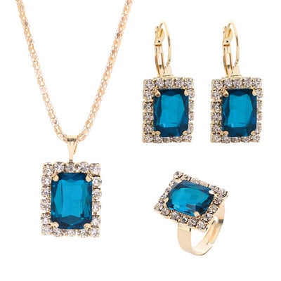2022 Bijuterii de cristal noi Set de bijuterii de nuntă Cercei și colier cu zircon negru Set 3 piese Accesorii la modă pentru femei