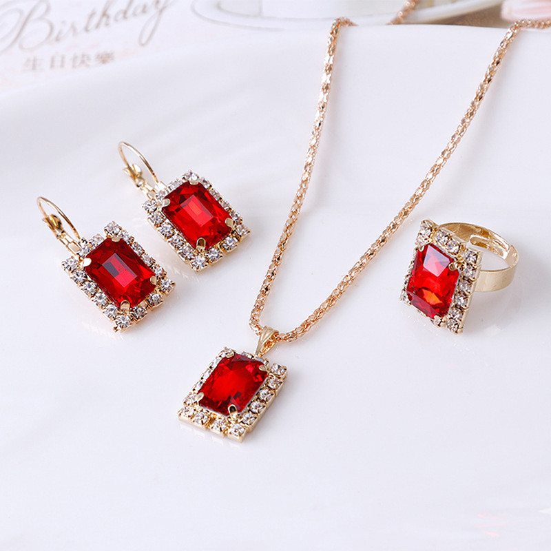 2022 Bijuterii de cristal noi Set de bijuterii de nuntă Cercei și colier cu zircon negru Set 3 piese Accesorii la modă pentru femei