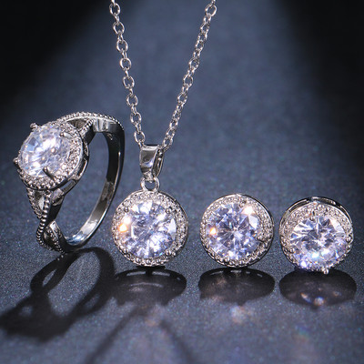 Emmaya luxus gyöngy menyasszonyi ékszer készletek női divat köbös cirkónia fülbevaló nyaklánc esküvői kiegészítők