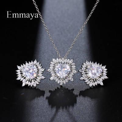Emmaya luxus gyöngy menyasszonyi ékszer készletek női divat köbös cirkónia fülbevaló nyaklánc esküvői kiegészítők