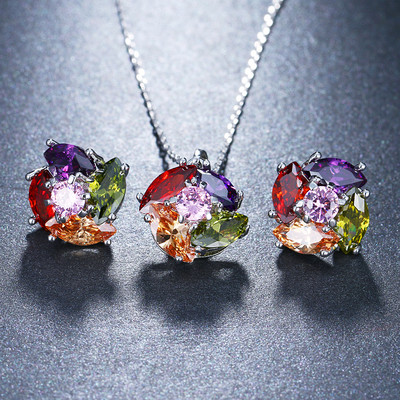 Emmaya luxus gyöngy menyasszonyi ékszer készletek női divat köbös cirkónia fülbevaló nyaklánc esküvői kiegészítők