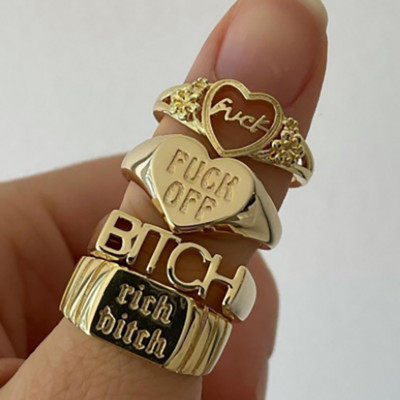 Cseppolaj szerelmes gyűrű nőknek Egyszerű, könnyű luxus női mosolygós pillangó ékszerek születésnapi parti ajándékok nagykereskedés közvetlen értékesítés