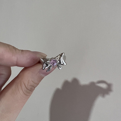 Rózsaszín kristály szabálytalan szív gyűrű nőknek Kreatív kék opál szív nyitott gyűrű fényes geometrikus cirkon gyűrű vintage Y2K ékszer