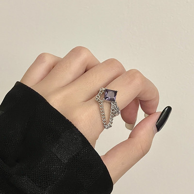 Rózsaszín kristály szabálytalan szív gyűrű nőknek Kreatív kék opál szív nyitott gyűrű fényes geometrikus cirkon gyűrű vintage Y2K ékszer