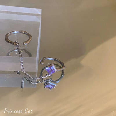 Rózsaszín kristály szabálytalan szív gyűrű nőknek Kreatív kék opál szív nyitott gyűrű fényes geometrikus cirkon gyűrű vintage Y2K ékszer