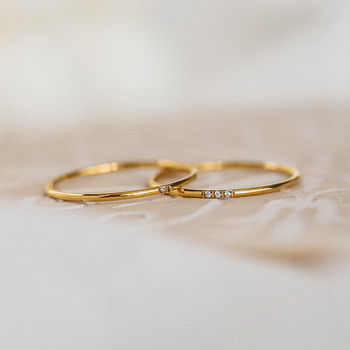 New Fashion 1mm από ανοξείδωτο ατσάλι Cubic Zirconia Thin Finger Ring Fashion Κοσμήματα Ζιργκόν Δαχτυλίδι γάμου