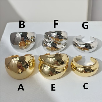 HUANZHI 2020 Χρυσό Χρώμα Ασημί Χρώμα Μεταλλικό Μινιμαλιστικό Γυαλιστερό Φαρδύ Ανοιχτό Δαχτυλίδι Γεωμετρικά Δαχτυλίδι Γυναικεία Ανδρικά κοσμήματα