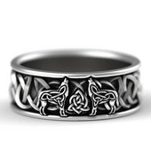 Huitan Viking Mitologia nordică Giant Wolf Bărbați Inel Totem de apărare Wolf Fashion Hip Hop Rock Unisex Inel de deget Punk Cadou