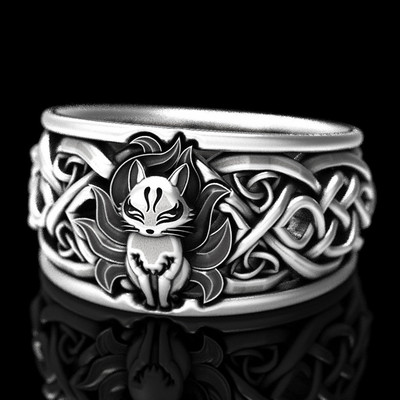 Huitan Viking Mitologia nordică Giant Wolf Bărbați Inel Totem de apărare Wolf Fashion Hip Hop Rock Unisex Inel de deget Punk Cadou