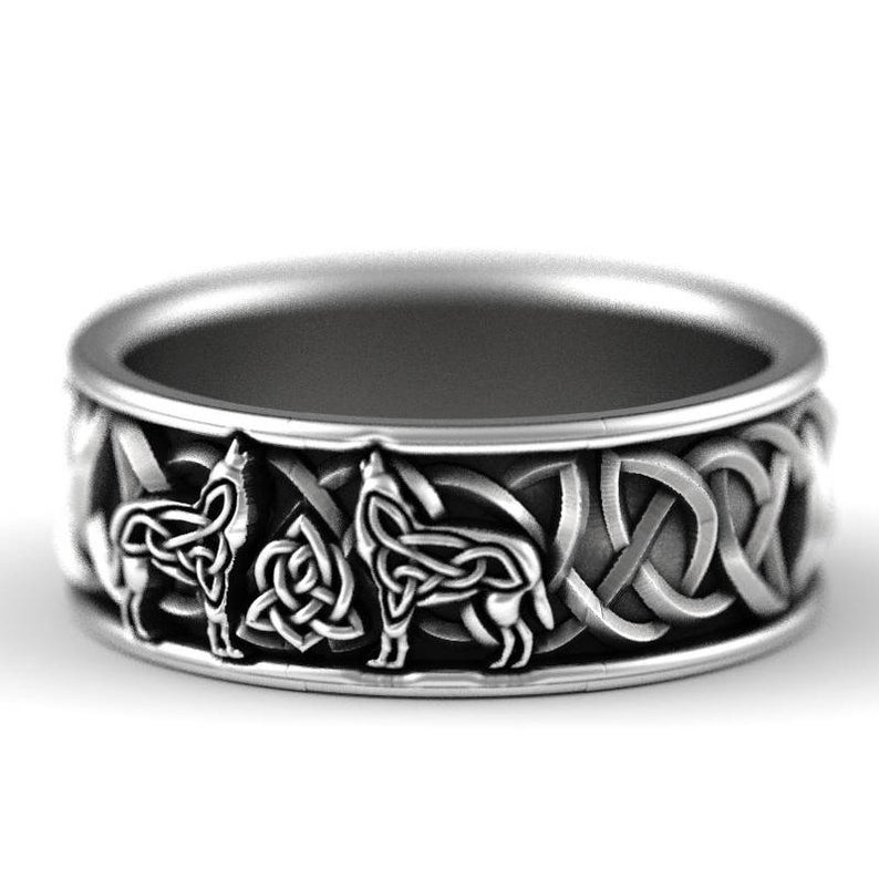 Huitan Viking Mitologia nordică Giant Wolf Bărbați Inel Totem de apărare Wolf Fashion Hip Hop Rock Unisex Inel de deget Punk Cadou