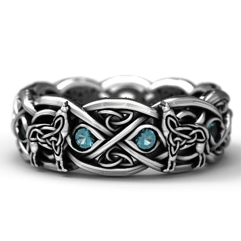 Huitan Viking Mitologia nordică Giant Wolf Bărbați Inel Totem de apărare Wolf Fashion Hip Hop Rock Unisex Inel de deget Punk Cadou