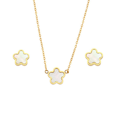 2022 új rozsdamentes acél kis aranyos akril héj zöld fekete fehér szerencsés virág fülbevaló medál nyaklánc ékszer készlet