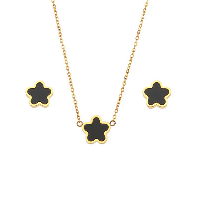 2022 új rozsdamentes acél kis aranyos akril héj zöld fekete fehér szerencsés virág fülbevaló medál nyaklánc ékszer készlet