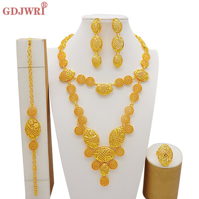 Arapski Dubai set nakita za žene Naušnice Etiopski afrički dugi lanac Zlatna ogrlica Vjenčani dar za mladenku