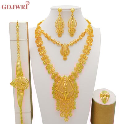 Arapski Dubai set nakita za žene Naušnice Etiopski afrički dugi lanac Zlatna ogrlica Vjenčani dar za mladenku