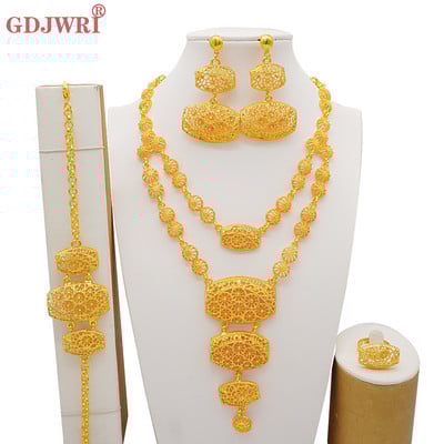 Arapski Dubai set nakita za žene Naušnice Etiopski afrički dugi lanac Zlatna ogrlica Vjenčani dar za mladenku