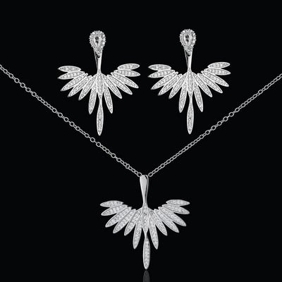 Két méretű új dizájn luxus AAA cirkon olívaágú fülbevaló és medál ékszerkészlet divatos női esküvői ékszerkészlet AS128