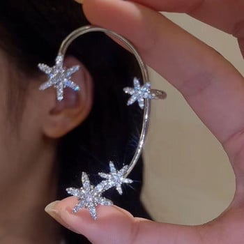 Ασημένια σκουλαρίκια με κλιπ πεταλούδας για γυναικεία κλιπ αυτιών χωρίς διάτρηση Αφρώδης μανσέτα αυτιού από ζιργκόν 2022 Μόδα κοσμήματα