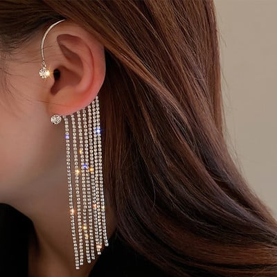 Cercei cu clemă fluture cu frunze placate cu argint pentru femei Agrafe pentru urechi fără piercing Manșetă pentru urechi din zirconiu strălucitor, bijuterii de modă 2022