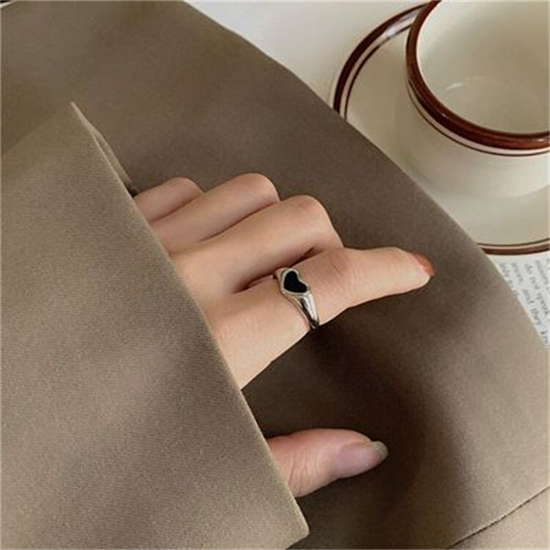 Szívgyűrűk női punk lányoknak hip-hop ékszerek koreai vintage harajuku kiváló minőségű ezüst színű nyitott gyűrűs lány 2021 divatos