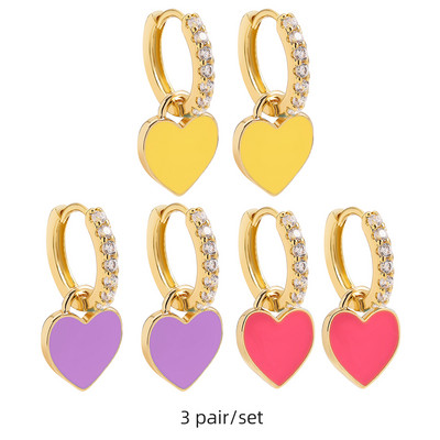 Set de cercei huggie cu piercing rotund multicolor Boho pentru femei, fete, drăguț, inimă, stea, zâmbet, bijuterii cercei cu pandantiv