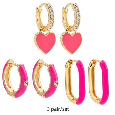Set de cercei huggie cu piercing rotund multicolor Boho pentru femei, fete, drăguț, inimă, stea, zâmbet, bijuterii cercei cu pandantiv